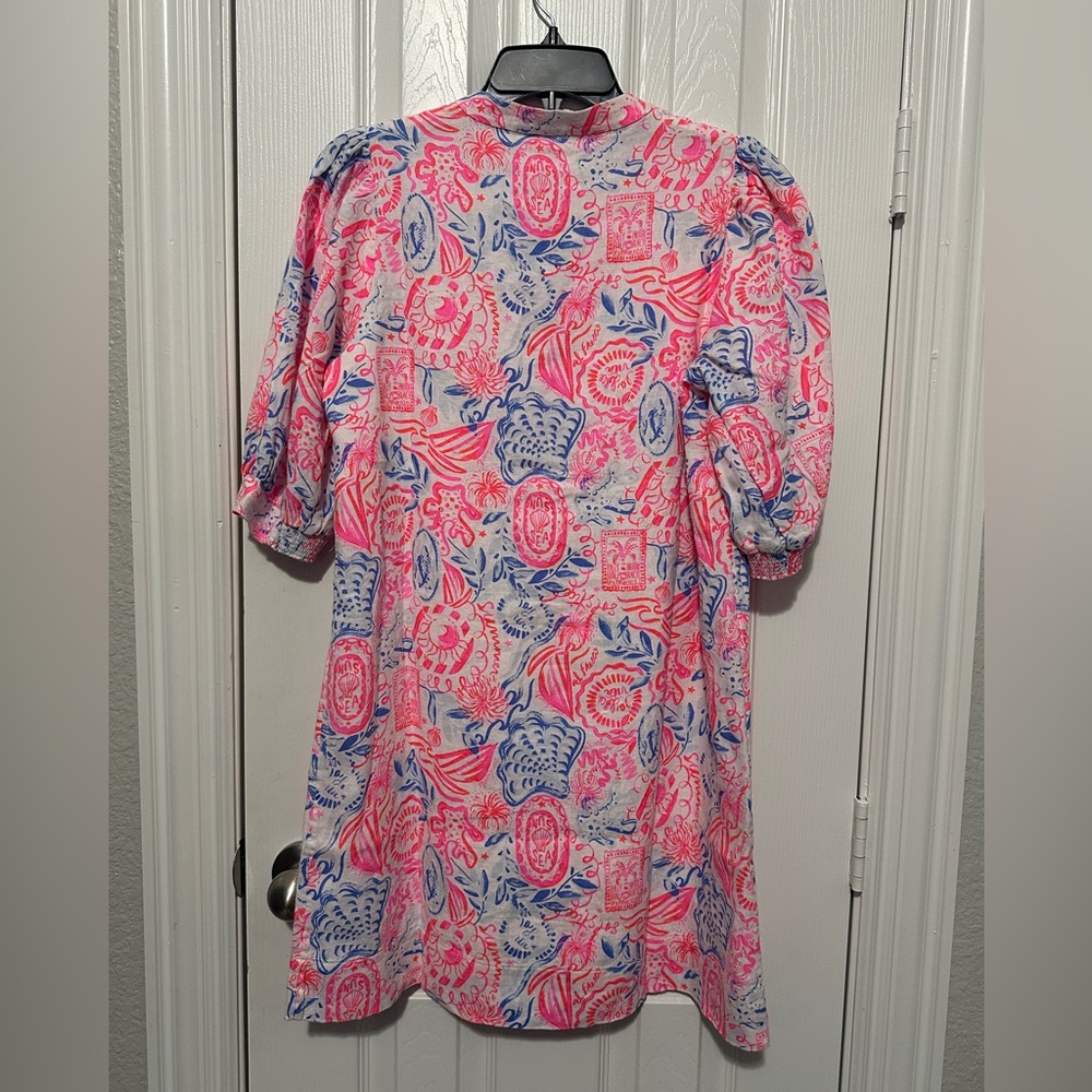 NWT LILLY PULITZER MIALEIGH LINEN DRESS LIL SUN SEA SAND - Picture 8 of 8